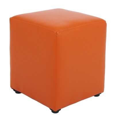 Taburet Cube imitatie piele - portocaliu